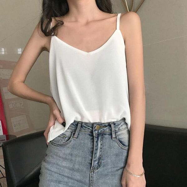 chiffon camis tank women solid v-neck sleeveless vest summer ladies casual strap camiseta tirantes mujer, White
chiffon camis tank women solid v-neck sleeveless vest summer ladies casual strap camiseta tirantes mujer, White