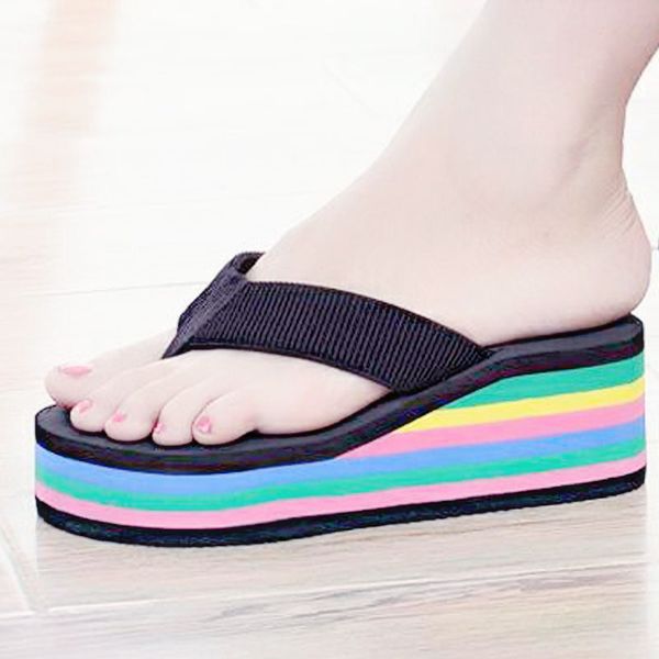 womens shoes summer rainbow colors soles wedge high heel platform beach flip flops slippers sandals thong toe new arrival c91, Black
womens shoes summer rainbow colors soles wedge high heel platform beach flip flops slippers sandals thong toe new arrival c91, Black