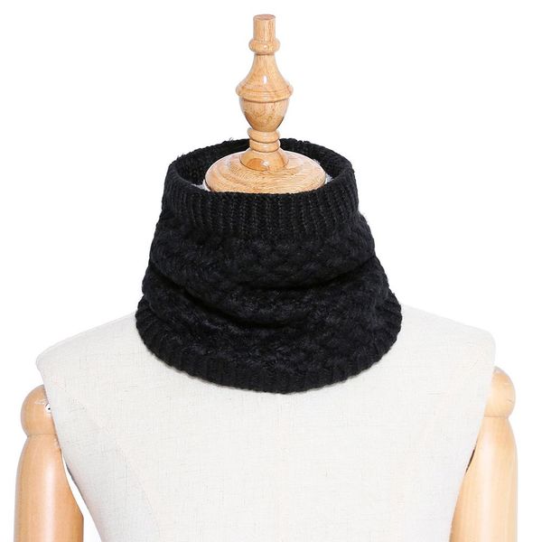winter men women solid color warm fleece lining knitted collar o ring neck scarf
winter men women solid color warm fleece lining knitted collar o ring neck scarf