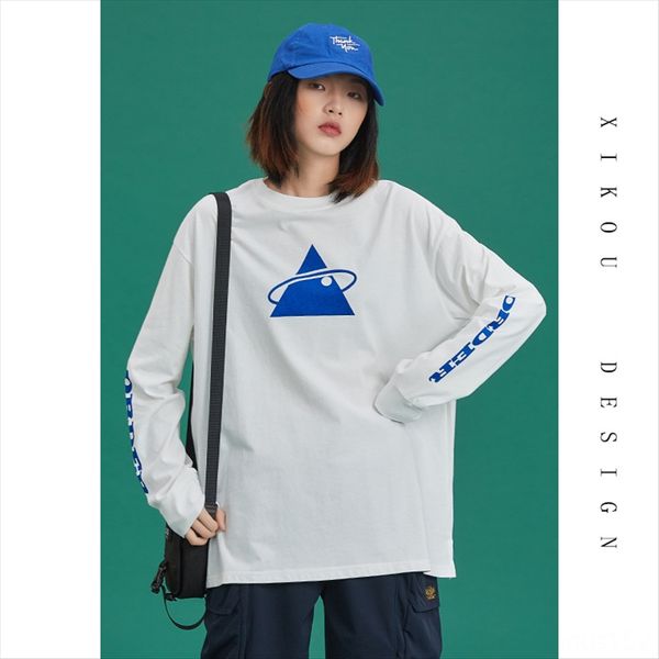 2020 season medium and long white long-sleeved t-shirt women's t-shirt loose bf lazy wind geometric pattern cotton base top
2020 season medium and long white long-sleeved t-shirt women's t-shirt loose bf lazy wind geometric pattern cotton base top