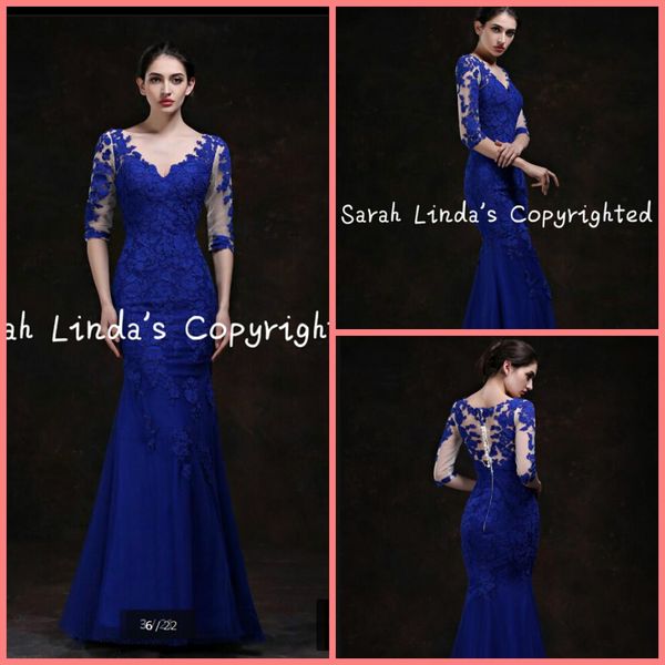 2019 attractive royal blue lace appliques mermaid evening dress v neckline half sleeve modest prom evening gowns floor length dresses, Black;red
2019 attractive royal blue lace appliques mermaid evening dress v neckline half sleeve modest prom evening gowns floor length dresses, Black;red