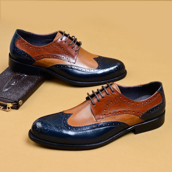 new men's business shoes brogues leather lace-up large size formal shoes men's oxfords, Black
new men's business shoes brogues leather lace-up large size formal shoes men's oxfords, Black