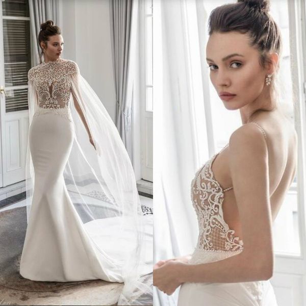 julie vino 2020 beach wedding dresses with wrap spaghetti straps lace applique boho mermaid bridal gowns backless beaded vestido de novia, White
julie vino 2020 beach wedding dresses with wrap spaghetti straps lace applique boho mermaid bridal gowns backless beaded vestido de novia, White