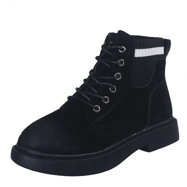 new lace-up knight boots students flat round head english wind short boots faux suede slim winter women, Black
new lace-up knight boots students flat round head english wind short boots faux suede slim winter women, Black