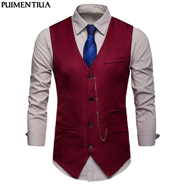 puimentiua men casual solid color suit vest jacket 2019 fashion new single breasted sleeveless v-neck vintage blazer vests, Black;white
puimentiua men casual solid color suit vest jacket 2019 fashion new single breasted sleeveless v-neck vintage blazer vests, Black;white