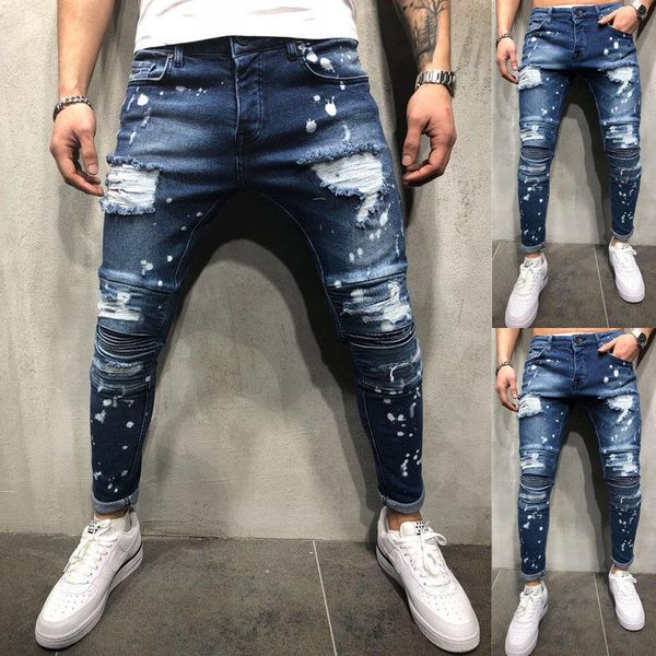 new men fashion design spot dye jeans skinny slim fit stretchy ripped moustache effect jeans denim pants style streewear, Blue
new men fashion design spot dye jeans skinny slim fit stretchy ripped moustache effect jeans denim pants style streewear, Blue