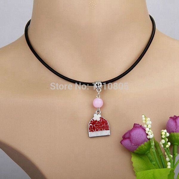 10pcs/lot alloy drop glaze christmas hat necklace multicolor glass bead charm pendant leather rope necklace jewelry valentine's day pre, Silver
10pcs/lot alloy drop glaze christmas hat necklace multicolor glass bead charm pendant leather rope necklace jewelry valentine's day pre, Silver