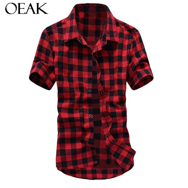 oeak summer fashion men turn-down collar short sleeve men shirt casual red black plaid shirt male camisa hombre 2020, White;black
oeak summer fashion men turn-down collar short sleeve men shirt casual red black plaid shirt male camisa hombre 2020, White;black