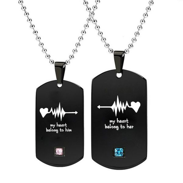 chains my heart belong to him her lovers necklaces with crysta lpersonalized custom black stainless steel tags plates lettering name, Silver
chains my heart belong to him her lovers necklaces with crysta lpersonalized custom black stainless steel tags plates lettering name, Silver