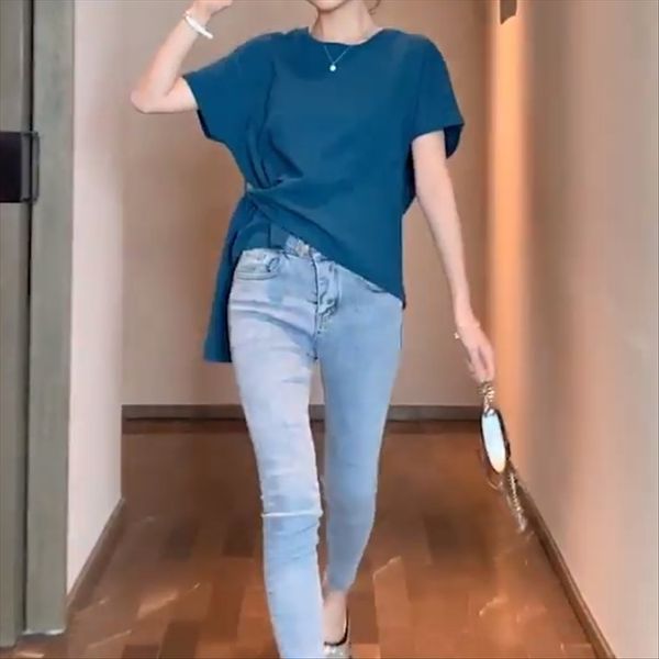 irregular design sense t- women's 2020 solid color all-match base shirt round collar t-shirt short sleeve scheming top, White
irregular design sense t- women's 2020 solid color all-match base shirt round collar t-shirt short sleeve scheming top, White