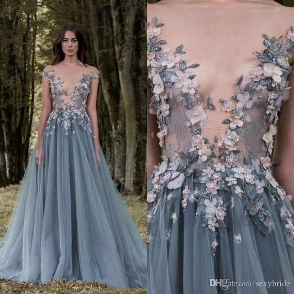 paolo sebastian lace cryatal bead prom dresses 3d floral appliques dresses evening wear sheer neck long formal party gowns, Black 
paolo sebastian lace cryatal bead prom dresses 3d floral appliques dresses evening wear sheer neck long formal party gowns, Black