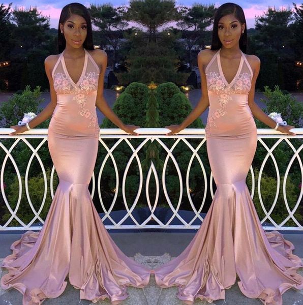 black girls satin mermaid prom dresses 2019 halter v neck 3d floral lace applique sweep train formal party evening gowns bc1100
black girls satin mermaid prom dresses 2019 halter v neck 3d floral lace applique sweep train formal party evening gowns bc1100