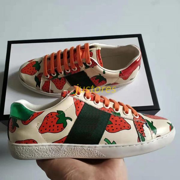 2019 man designer shoe new ace strawberry print low trainer sneakers italain luxury shoe woman casual shoes with box, Black
2019 man designer shoe new ace strawberry print low trainer sneakers italain luxury shoe woman casual shoes with box, Black