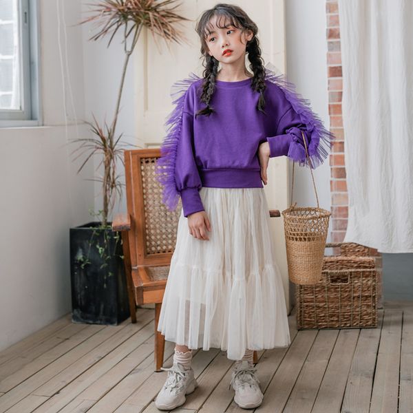 2020 autumn and winter new mesh girls clothing set cute princess sweatshirt and skirt set fashion children two piece set, t200414, White
2020 autumn and winter new mesh girls clothing set cute princess sweatshirt and skirt set fashion children two piece set, t200414, White