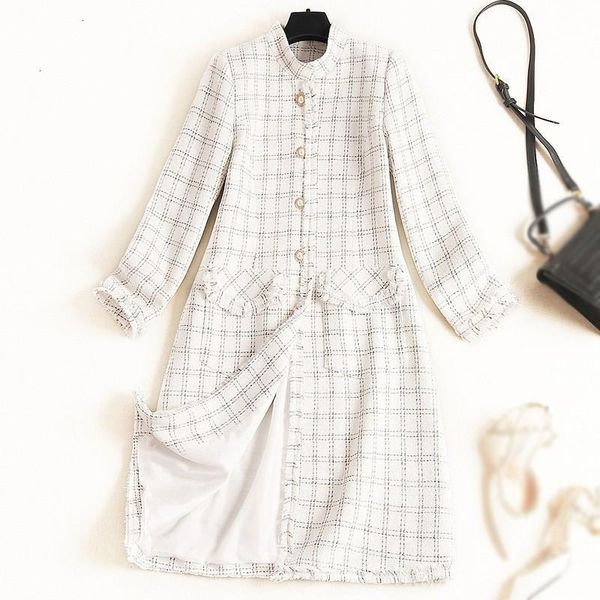 retrieve winter white plaid tweed wool long jacket button women notched single dreasted ruches overcoat mermaid overcoat, Black
retrieve winter white plaid tweed wool long jacket button women notched single dreasted ruches overcoat mermaid overcoat, Black