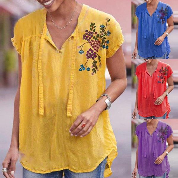women short sleeve v-neck with buttons tie flower print loose shirts blouse summer harajuku clothes female casual 2.24, White
women short sleeve v-neck with buttons tie flower print loose shirts blouse summer harajuku clothes female casual 2.24, White