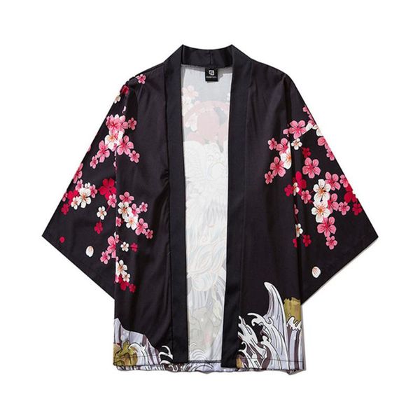 men's casual shirts summer japanese kimono traditional couple kimonos harajuku five point sleeves mens and womens blouse, White;black
men's casual shirts summer japanese kimono traditional couple kimonos harajuku five point sleeves mens and womens blouse, White;black