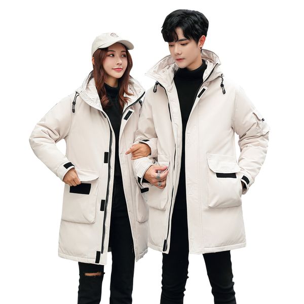 men women down jacket 2019 new men's tooling down jacket fashion long section youth high students loose winter warm 6518, Black
men women down jacket 2019 new men's tooling down jacket fashion long section youth high students loose winter warm 6518, Black