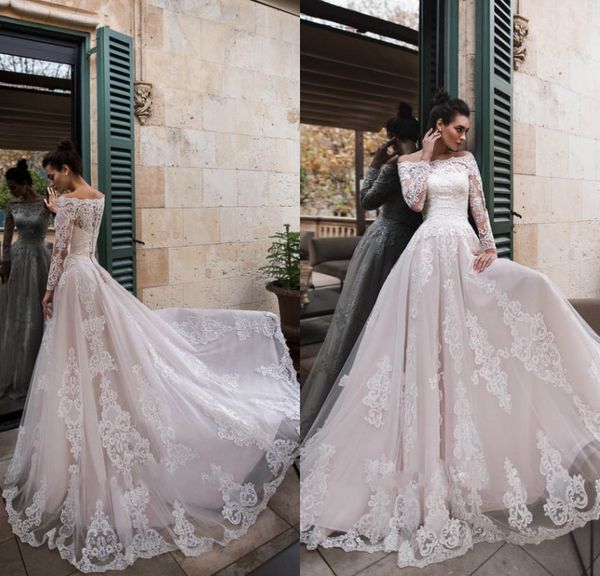 2020 new arrival wedding dresses a line off shoulder sleeve tulle lace applique bridal gowns sweep train zipper wedding dress, White
2020 new arrival wedding dresses a line off shoulder sleeve tulle lace applique bridal gowns sweep train zipper wedding dress, White