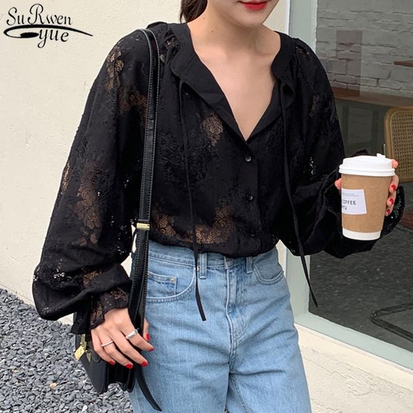 women's blouses & shirts 2021 women fashion carved lantern long sleeve spring autumn loose blouse cardigan clothes black lace shirt 10, White
women's blouses & shirts 2021 women fashion carved lantern long sleeve spring autumn loose blouse cardigan clothes black lace shirt 10, White