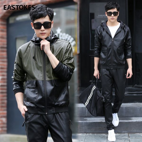 eastokes autumn winter men's casual zipper pu leather jacket motorcycle leather jacket men hooded coat convertible handbag, Black
eastokes autumn winter men's casual zipper pu leather jacket motorcycle leather jacket men hooded coat convertible handbag, Black