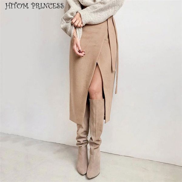 hitom princess vintage suede long skirts women autumn winter wrap high waist skirt split women skirt office ladies saias, Black
hitom princess vintage suede long skirts women autumn winter wrap high waist skirt split women skirt office ladies saias, Black