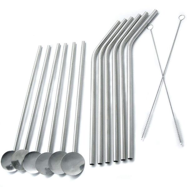 reusable bent stainless steel drink straws and spoon drink straws value pack [set of 12 + 2 cleaners
reusable bent stainless steel drink straws and spoon drink straws value pack [set of 12 + 2 cleaners