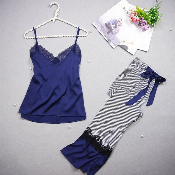lace female sleepwear elegant women's satin pyjamas vest+long pants 2pieces new 2018 spring autumn women silk pijama sets, Blue;gray
lace female sleepwear elegant women's satin pyjamas vest+long pants 2pieces new 2018 spring autumn women silk pijama sets, Blue;gray