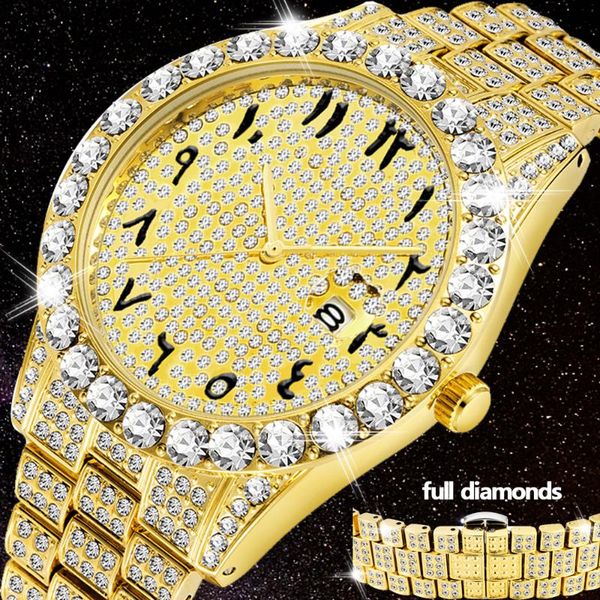 luxury 18k gold watch for men full diamond wristwatch waterproof male clock hip hop iced out quartz men's watches arabic relogio, Slivery;brown
luxury 18k gold watch for men full diamond wristwatch waterproof male clock hip hop iced out quartz men's watches arabic relogio, Slivery;brown