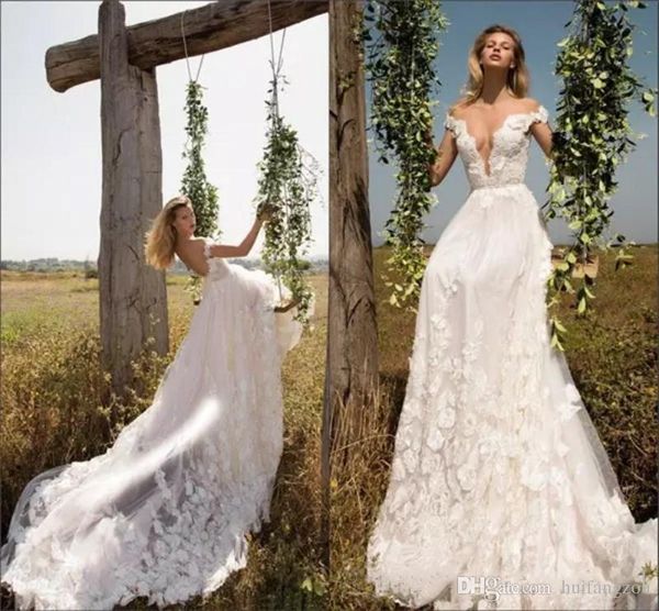 2018 vintage country wedding dresses a line deep v neck off shoulder sweep train bridal gowns with lace 3d applique wedding dresses, White
2018 vintage country wedding dresses a line deep v neck off shoulder sweep train bridal gowns with lace 3d applique wedding dresses, White