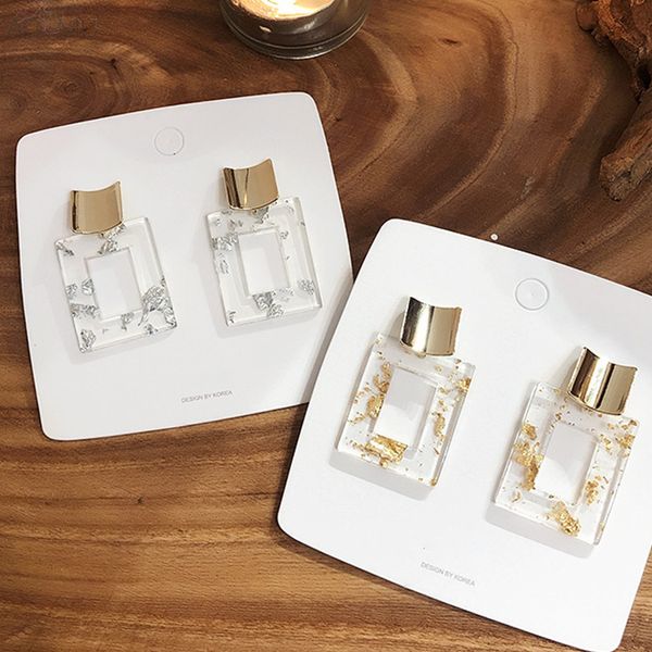 aomu korea simple fashion transparent gold foil acrylic geometric irregular square metal drop earrings for women girl jewelry, Silver
aomu korea simple fashion transparent gold foil acrylic geometric irregular square metal drop earrings for women girl jewelry, Silver