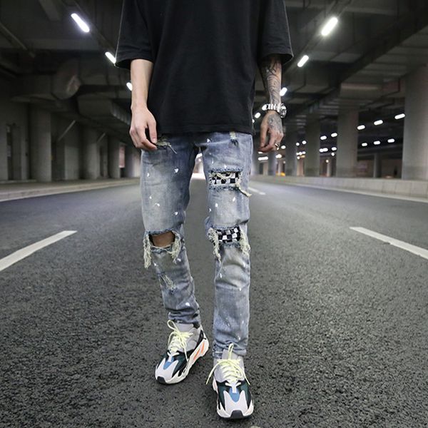2019 jogger knee ripped hole jeans for men hip hop skinny biker destroyed jeans slim fit black denim pants dg93, Blue
2019 jogger knee ripped hole jeans for men hip hop skinny biker destroyed jeans slim fit black denim pants dg93, Blue