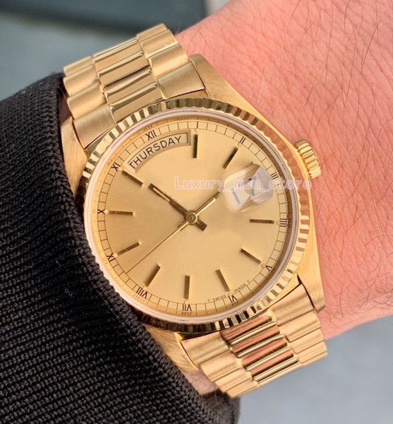 Upgraded ver ion luxury men watch 36mm day date pre ident 18038 18k yellow gold automatic eta 2836 movement men watche, Slivery;brown
Upgraded ver ion luxury men watch 36mm day date pre ident 18038 18k yellow gold automatic eta 2836 movement men watche, Slivery;brown