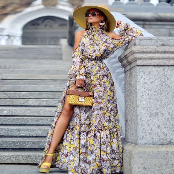 cold shoulder chiffon long dress women elegant slim high split maxi dress summer ruffles party boho, Black;gray
cold shoulder chiffon long dress women elegant slim high split maxi dress summer ruffles party boho, Black;gray