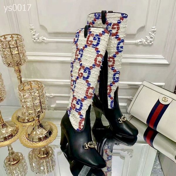 2020 autumn and winter high grade show models knee-high wild boots high-heeled square head color matching leather knight boots, Black
2020 autumn and winter high grade show models knee-high wild boots high-heeled square head color matching leather knight boots, Black
