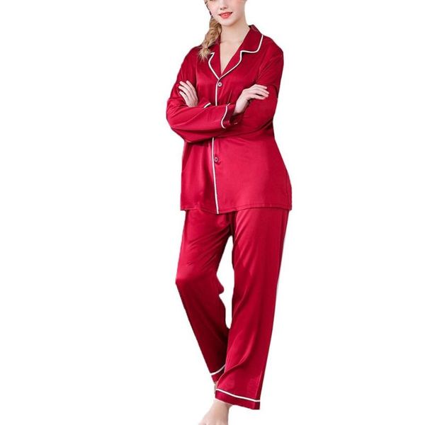 sleepwear women pajamas set silk solid color satin button-down set bride women's clothing for summer pajamas, Black;red
sleepwear women pajamas set silk solid color satin button-down set bride women's clothing for summer pajamas, Black;red