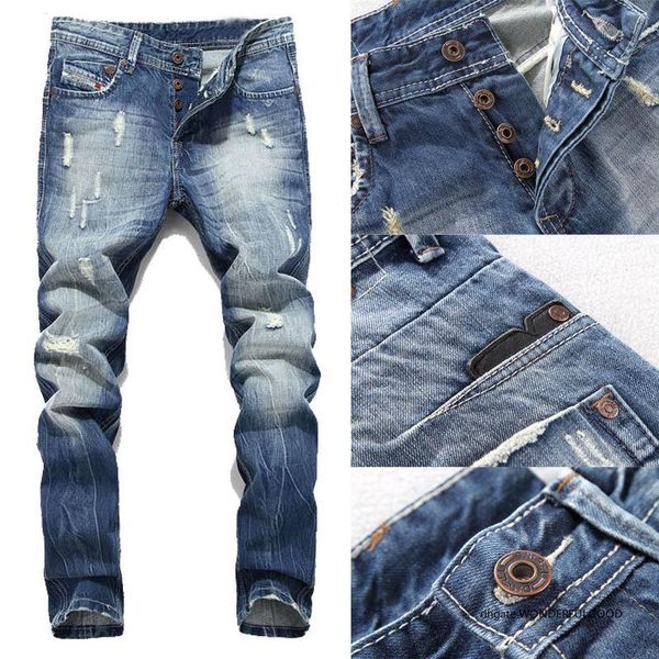 new arrivals fashion men designer distressed jeans ripped slim fit straight jeans skinny pants quality, Blue
new arrivals fashion men designer distressed jeans ripped slim fit straight jeans skinny pants quality, Blue
