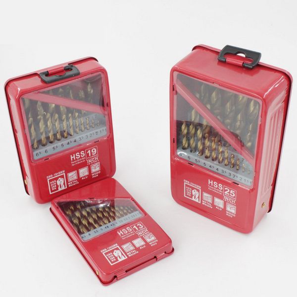 13/19/25pcs 1.0~13mm hss titanium coated drill bit set for metal woodworking drilling power tools accessories in iron box
13/19/25pcs 1.0~13mm hss titanium coated drill bit set for metal woodworking drilling power tools accessories in iron box