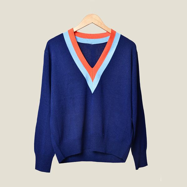 v-neck color patchwork autumn winter knitwear for women's knitted sweater elegant long-sleeved pullover grey/blue, White;black
v-neck color patchwork autumn winter knitwear for women's knitted sweater elegant long-sleeved pullover grey/blue, White;black