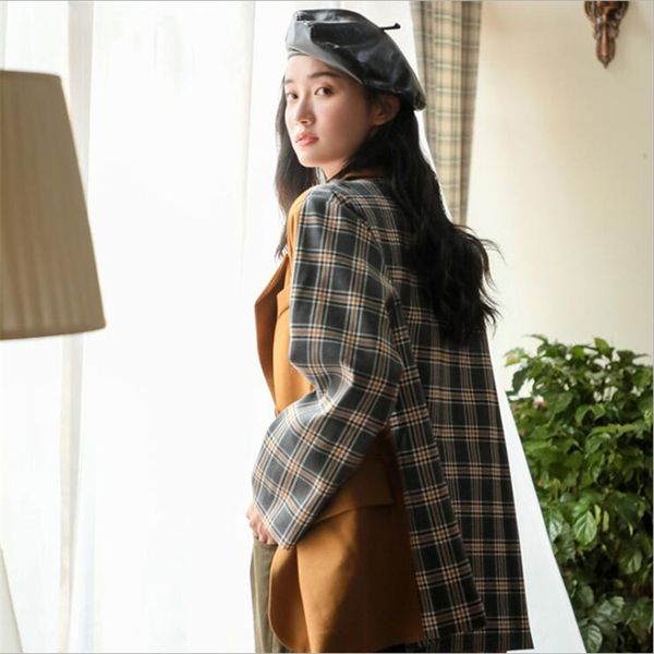 women's suits & blazers spring european and american style lapel patchwork checked belt suit jacket thin coat female autumn loose to re, White;black
women's suits & blazers spring european and american style lapel patchwork checked belt suit jacket thin coat female autumn loose to re, White;black