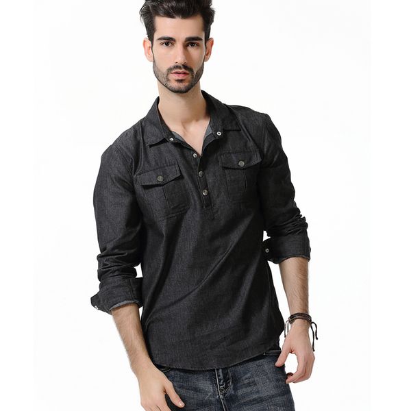 mark new long sleeve denim shrits double pocket button shirt men's sweater soft cloth, White;black
mark new long sleeve denim shrits double pocket button shirt men's sweater soft cloth, White;black
