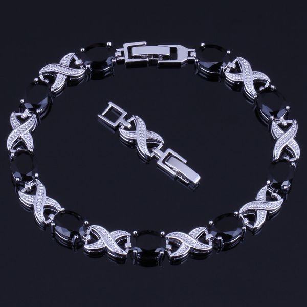 dazzling oval black cubic zirconia 925 sterling silver link chain bracelet 20cm 22cm for women v0050
dazzling oval black cubic zirconia 925 sterling silver link chain bracelet 20cm 22cm for women v0050