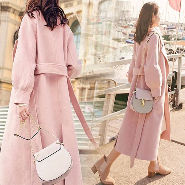womens wool lapel long coat trench overcoat outwear slim fit belt double breasted outwear l14, Black
womens wool lapel long coat trench overcoat outwear slim fit belt double breasted outwear l14, Black