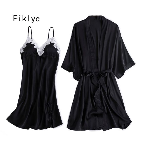 fiklyc underwear half-sleeve bathrobe + mini nightgowns two pieces female autumn satin robe & gown sets new arrival sleepwear, Black;red
fiklyc underwear half-sleeve bathrobe + mini nightgowns two pieces female autumn satin robe & gown sets new arrival sleepwear, Black;red