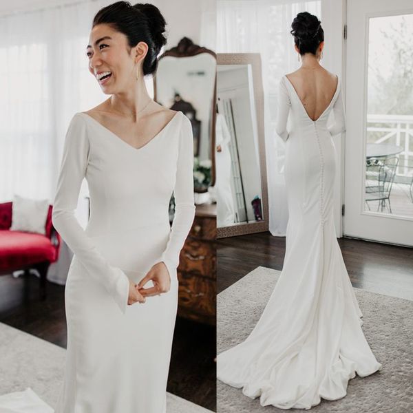 mermaid v neck satin evening dresses long sleeves 2020 long evening prom gowns backless party dress, Black;red
mermaid v neck satin evening dresses long sleeves 2020 long evening prom gowns backless party dress, Black;red