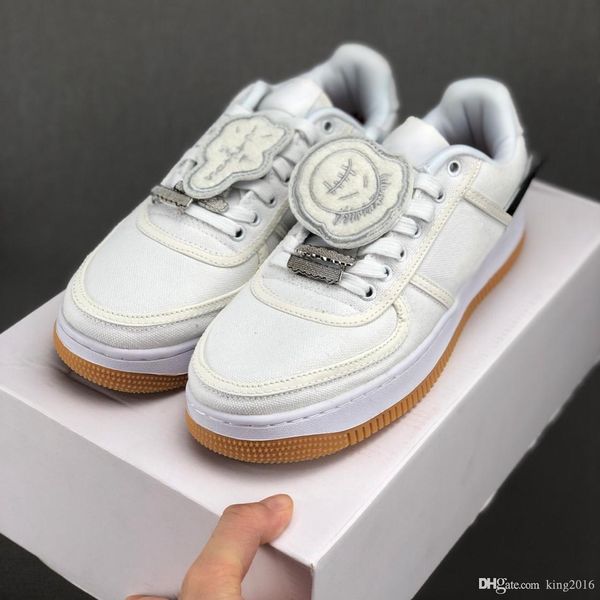 

new designer forced x travis scotts low 1 07 mens women white skateboard shoes 3m reflect fashion casual running dunk one sport sneakers