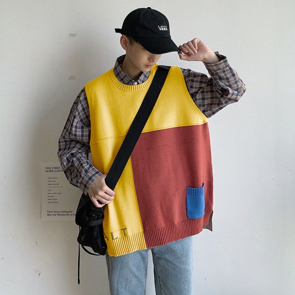 2019 autumn and winter sweater color black matching cashmere vest men's bottoming loose trend korean sleeveless hip hop plaid, White;black
2019 autumn and winter sweater color black matching cashmere vest men's bottoming loose trend korean sleeveless hip hop plaid, White;black