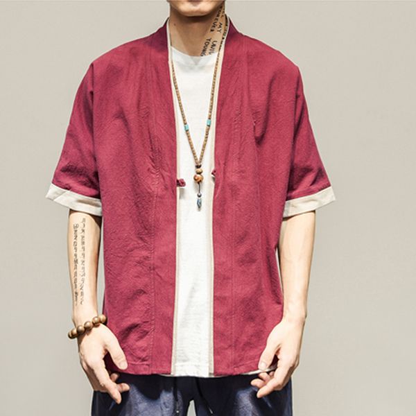 men patchwork shirt streetwear short sleeve 2020 summer harajuku vintage kimono shirts black fashion open stitch y2087, White;black
men patchwork shirt streetwear short sleeve 2020 summer harajuku vintage kimono shirts black fashion open stitch y2087, White;black