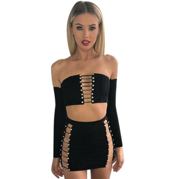women's tracksuits suede off-shoulder long sleeve hollow crop mini skirt women dress suit, Gray
women's tracksuits suede off-shoulder long sleeve hollow crop mini skirt women dress suit, Gray