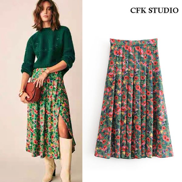 2020 new za women midiskirt with high waist floral print elegant a-line midiskirt femme summer loose chiffon midiskirt, Black
2020 new za women midiskirt with high waist floral print elegant a-line midiskirt femme summer loose chiffon midiskirt, Black